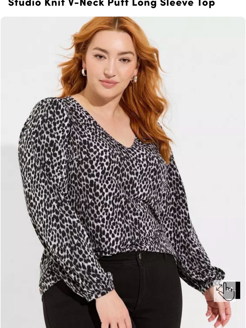 torrid Black & White Animal Print V-Neck Puff Sleeve Top